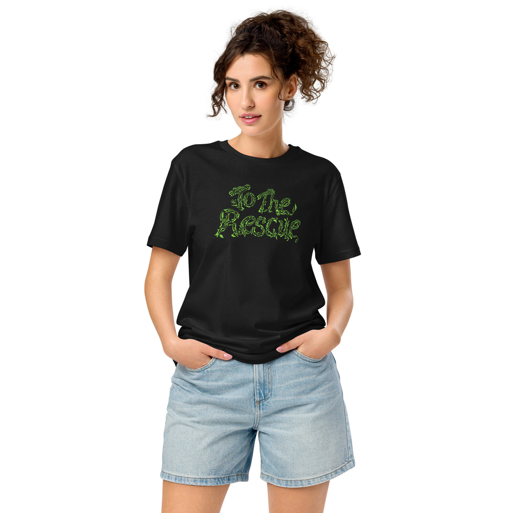 GREEN RELIGION · SPOKEN LEAF · “TO THE RESCUE” · Unisex Organic Mid-Light T-Shirt · Black