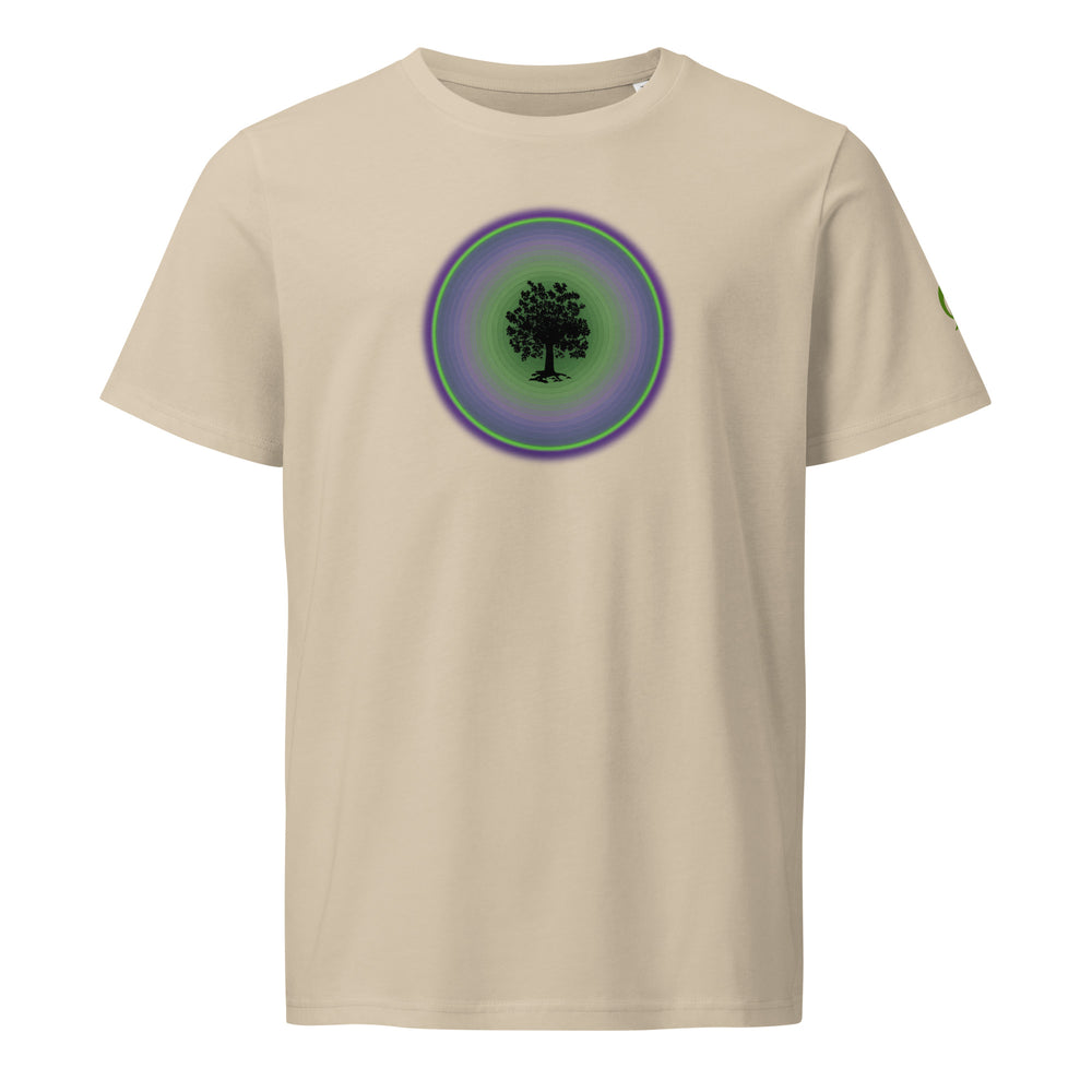 GREEN RELIGION · TRUE TREES · “Ring Field” · Lime-Plum · Unisex Organic Mid-Light T-Shirt