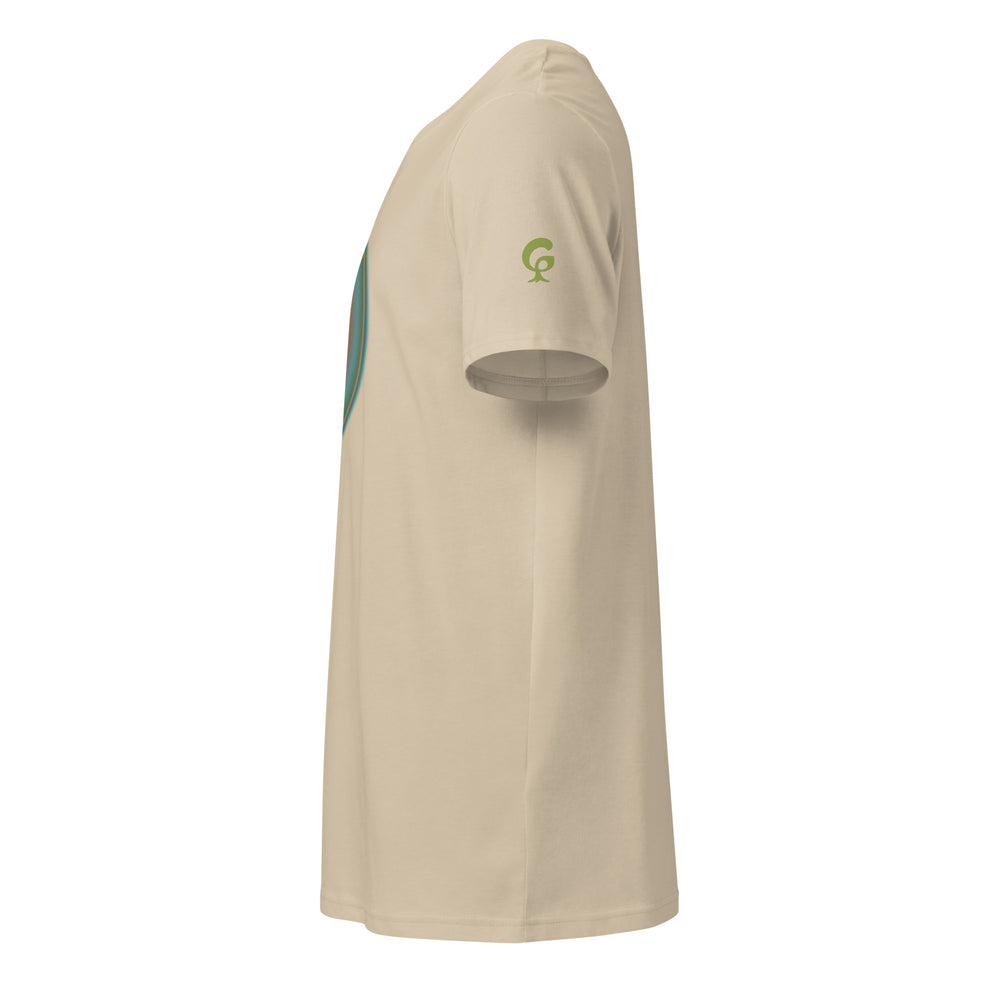 GREEN RELIGION · TRUE TREES · “Ring Field” · Orange-Jade · Unisex Organic Mid-Light T-Shirt