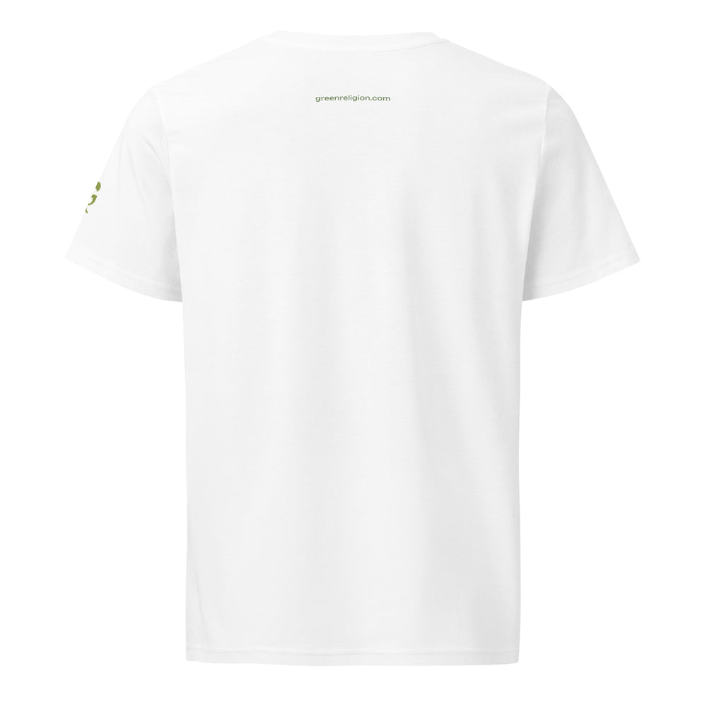 GREEN RELIGION · TRUE TREES · “Ring Field” · Orange-Jade · Unisex Organic Mid-Light T-Shirt