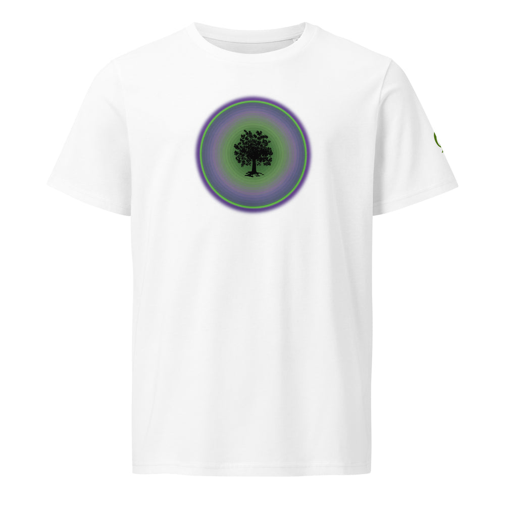 GREEN RELIGION · TRUE TREES · “Ring Field” · Lime-Plum · Unisex Organic Mid-Light T-Shirt