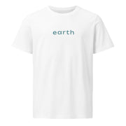 white t-shirt with the word earth on a white background