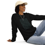 GREEN RELIGION · FREE PLAY LEAVES · “Earth Net Teal” · Unisex Organic Raglan Sweatshirt
