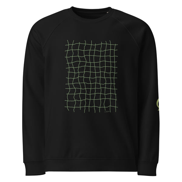 GREEN RELIGION · FREE PLAY LEAVES · “Earth Net Olive” · Unisex Organic Raglan Sweatshirt