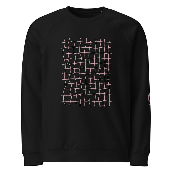 sweatshirt with light pink net grid pattern