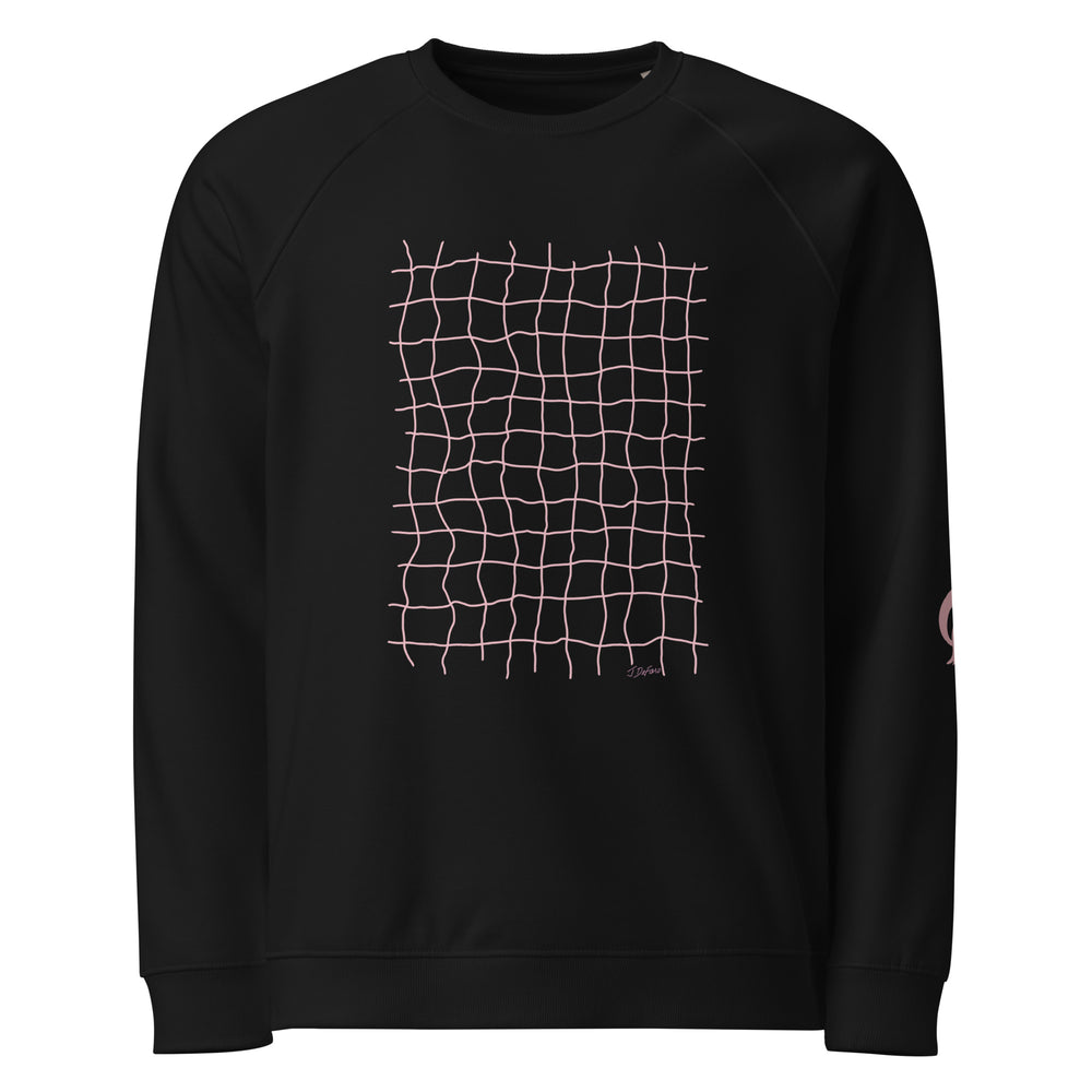 sweatshirt with light pink net grid pattern