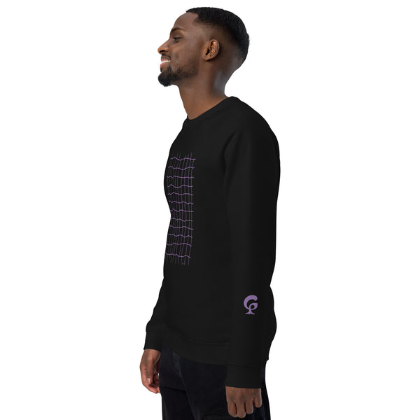 GREEN RELIGION · FREE PLAY LEAVES · “Earth Net Plum” · Unisex Organic Raglan Sweatshirt