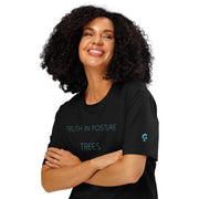 GREEN RELIGION · SPOKEN LEAF · “TRUTH IN POSTURE · TREES” · Unisex Organic T-Shirt