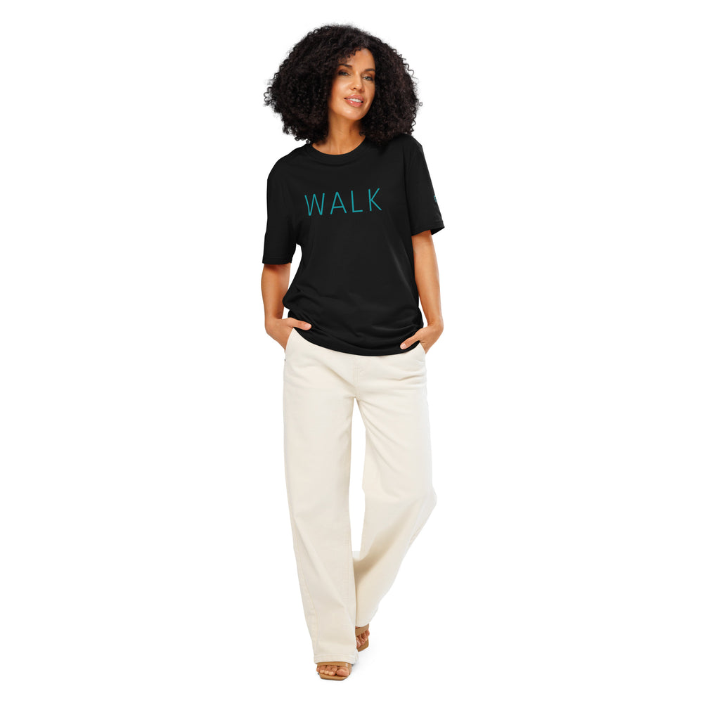 RELIGIÓN VERDE · HOJA HABLADA · “WALK” · Camiseta orgánica unisex · Edición negra