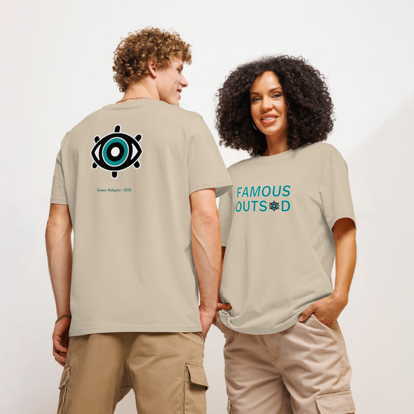 GREEN RELIGION · FAMOUS OUTSIDE · Unisex Organic Ribbed Neck T-Shirt