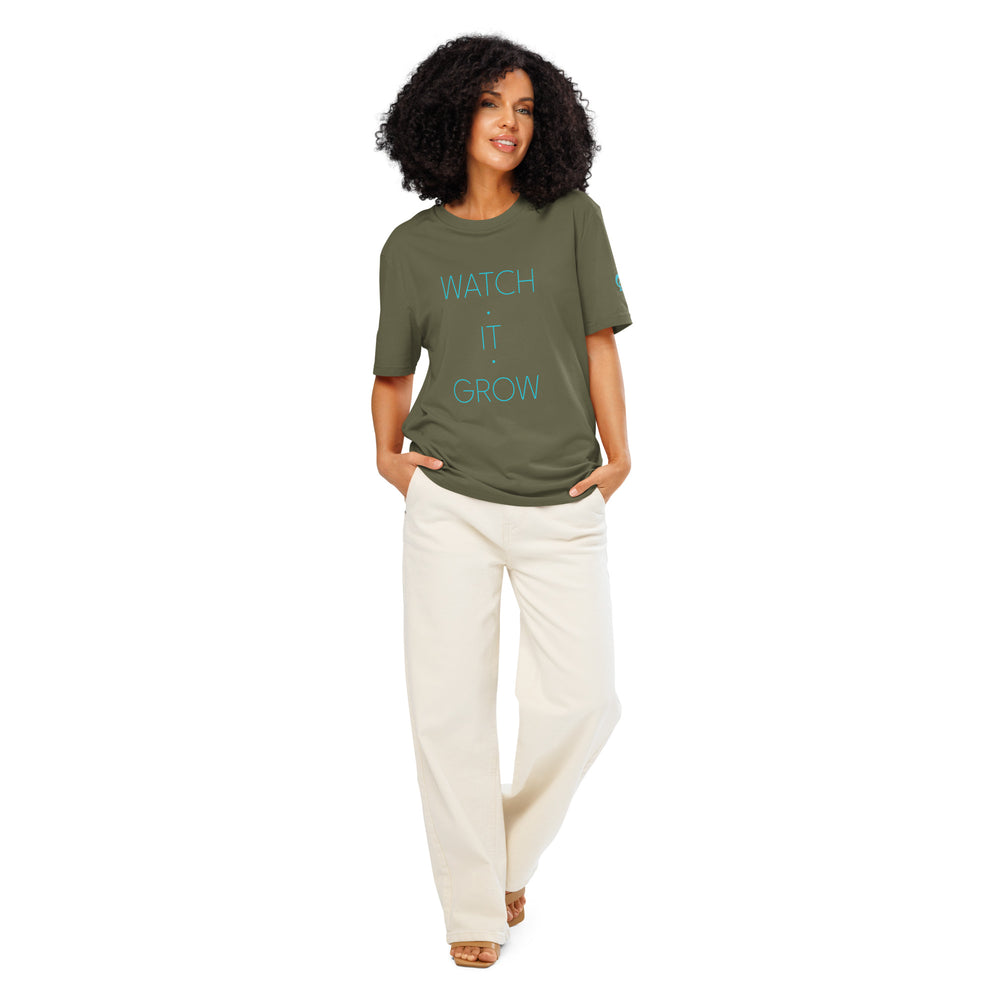 RELIGIÓN VERDE · HOJA HABLADA · “MÍRALO CRECER” · Camiseta orgánica unisex