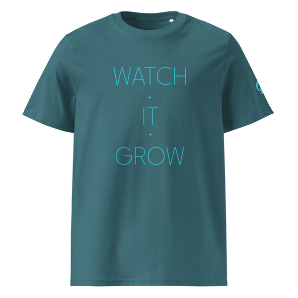 Text WATCH IT GROW on olive or teal T-Shirt