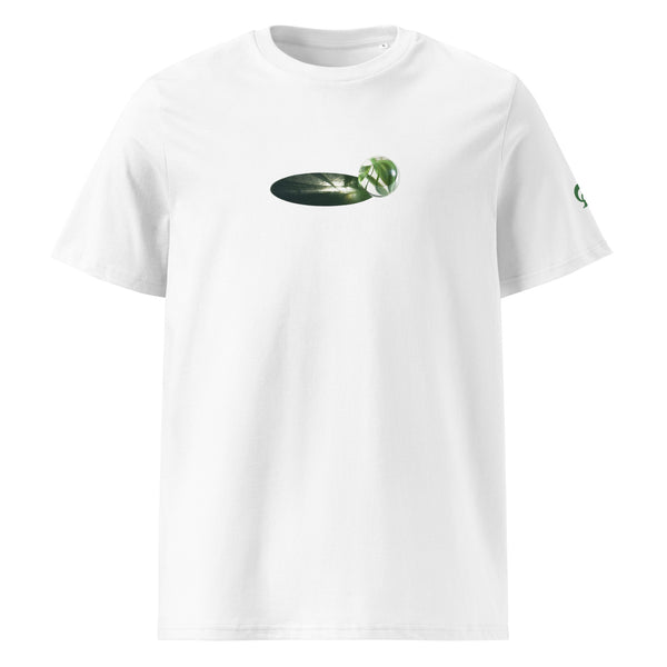 Green Marble on white t-shirt