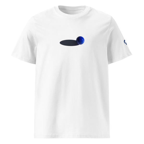 White t-shirt with blue marble 