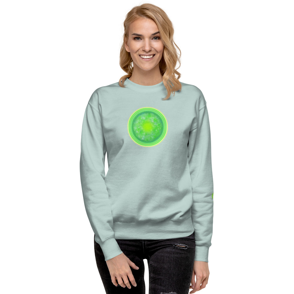 GREEN RELIGION · CANOPY LINES · “Green Sun” · Unisex Premium Crewneck Sweatshirt