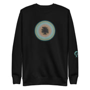 Black sweatshirt with tree in circle on black background