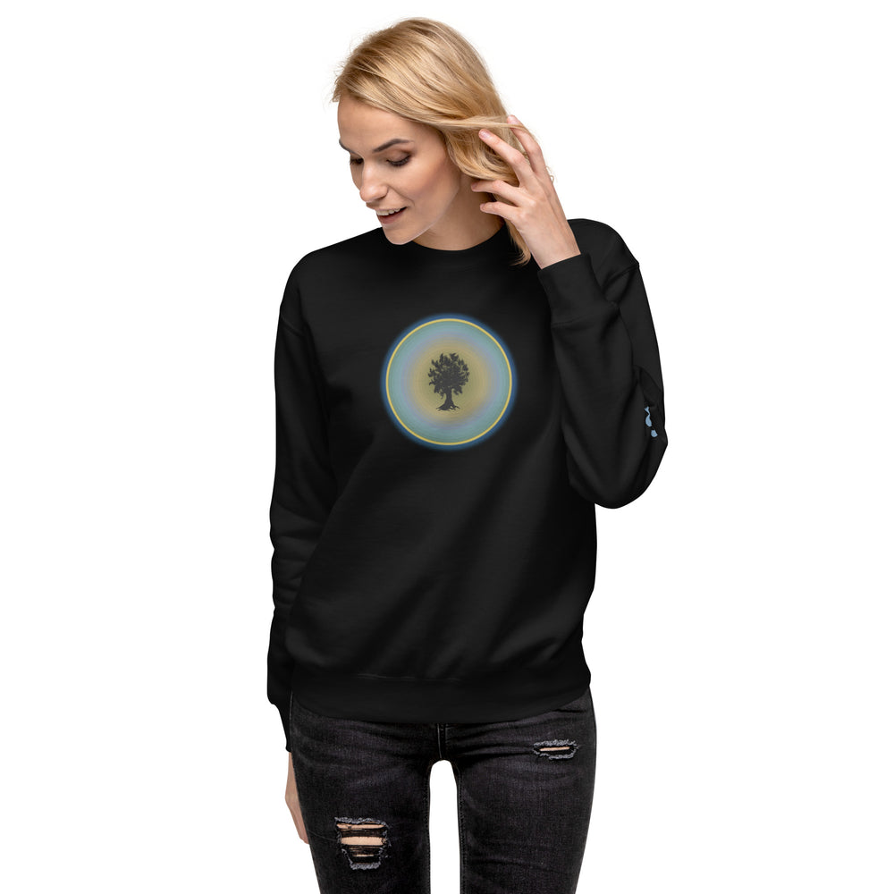 GREEN RELIGION · TRUE TREES · “Ring Field” ·  Butter-Blue · Unisex Cotton Sweatshirt