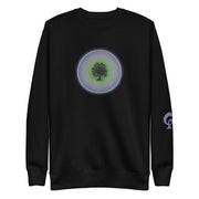 Black sweatshirt with tree in circle on black background

