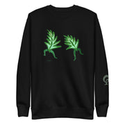 Black sweatshirt with dancing leaves on black background