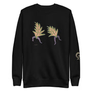 Black sweatshirt with dancing leaves on black background