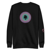 Black sweatshirt with tree in circle on black background