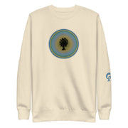 Cream sweatshirt with tree in circle on cream background