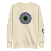 Cream sweatshirt with tree in circle on cream background