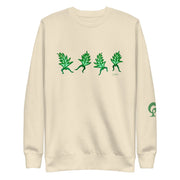 Cream sweatshirt with graphic dancing leaves on cream background
