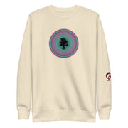 Cream sweatshirt with tree in circle on cream background
