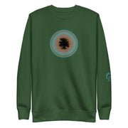 Green sweatshirt with tree in circle on green background