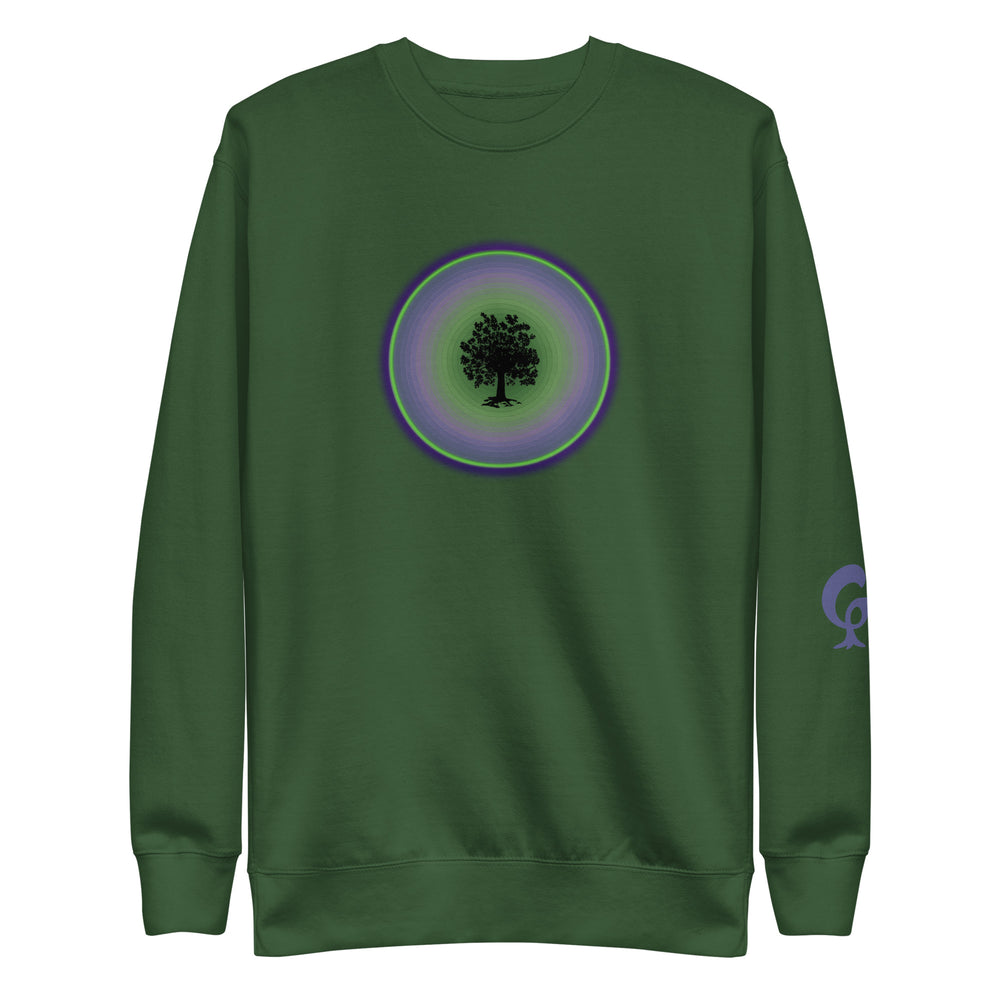 GREEN RELIGION · TRUE TREES · “Ring Field” · Lime-Plum · Unisex Cotton Sweatshirt