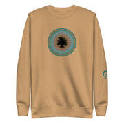 Beige sweatshirt with a circular design on a beige background