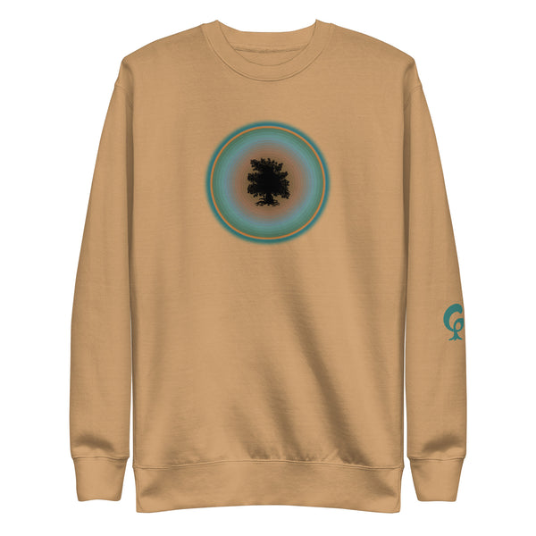 Beige sweatshirt with a circular design on a beige background
