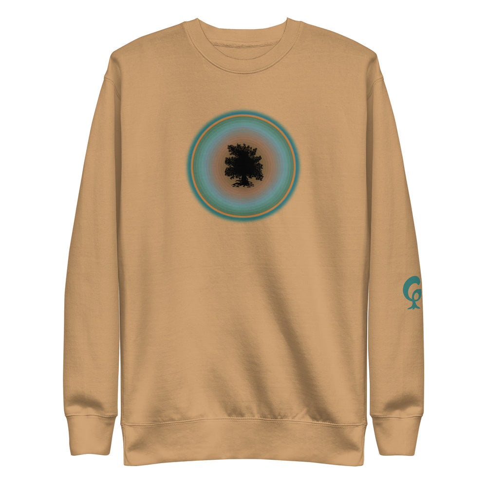 Beige sweatshirt with a circular design on a beige background