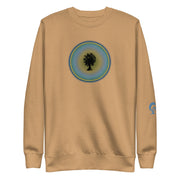 Beige sweatshirt with tree in circle on beige background