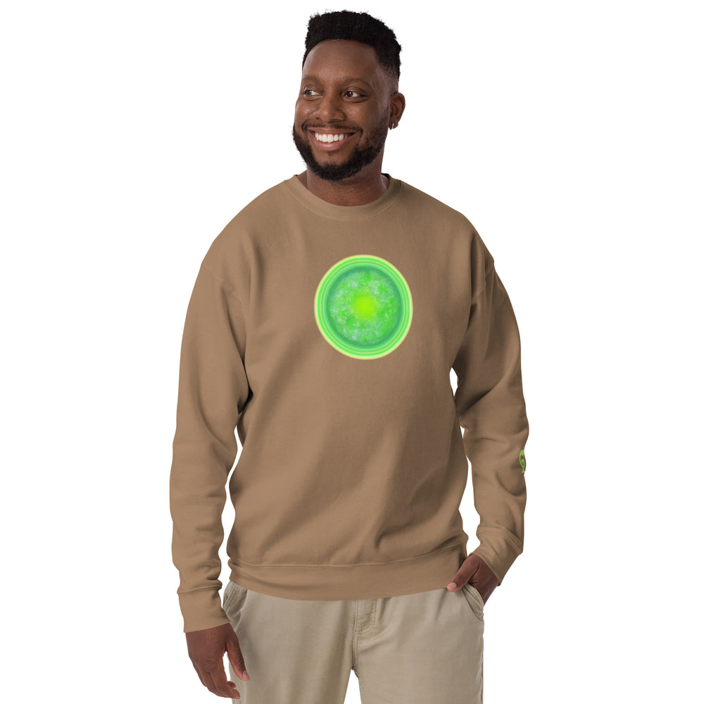 GREEN RELIGION · CANOPY LINES · “Green Sun” · Unisex Premium Crewneck Sweatshirt