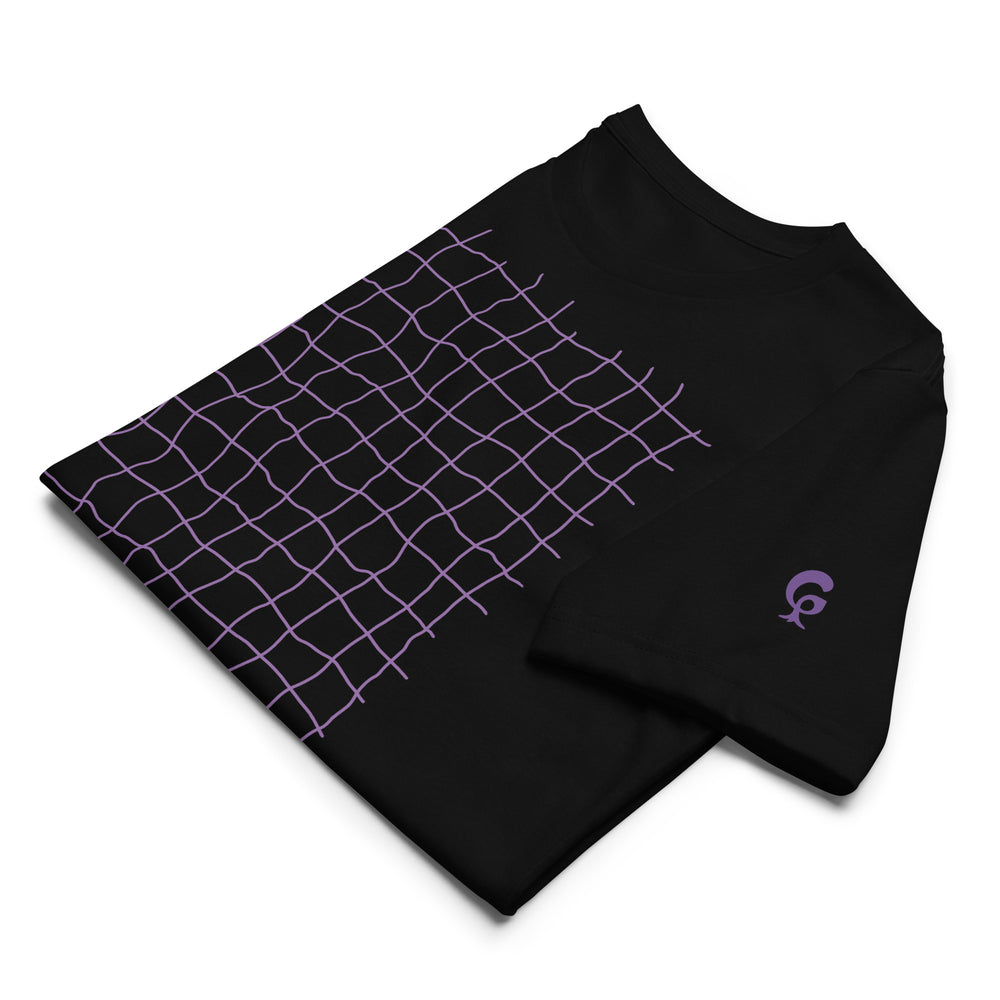 RELIGIÓN VERDE · HOJAS DE JUEGO LIBRE · “Earth Net Plum” · Camiseta ecológica unisex básica