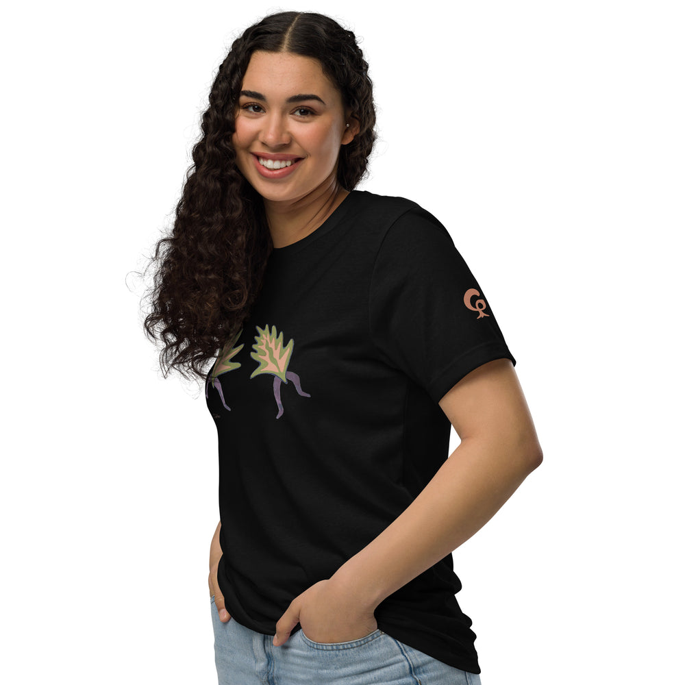 RELIGIÓN VERDE · HOJAS DE JUEGO LIBRE · “Duo Dance Clay” · Camiseta ecológica unisex básica
