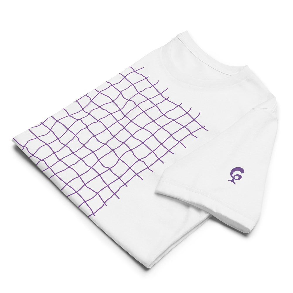 RELIGIÓN VERDE · HOJAS DE JUEGO LIBRE · “Earth Net Plum” · Camiseta ecológica unisex básica