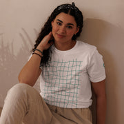 RELIGIÓN VERDE · HOJAS DE JUEGO LIBRE · “Earth Net Teal” · Camiseta ecológica unisex básica