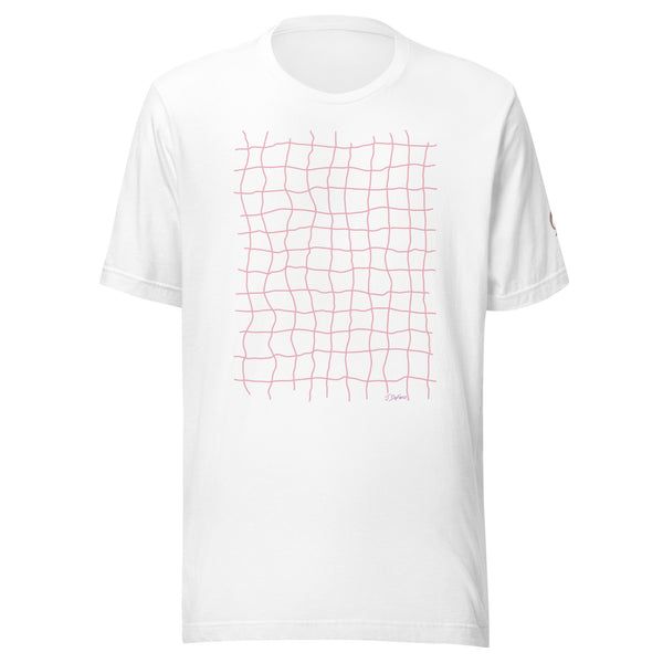 White t-shirt with colorful net image