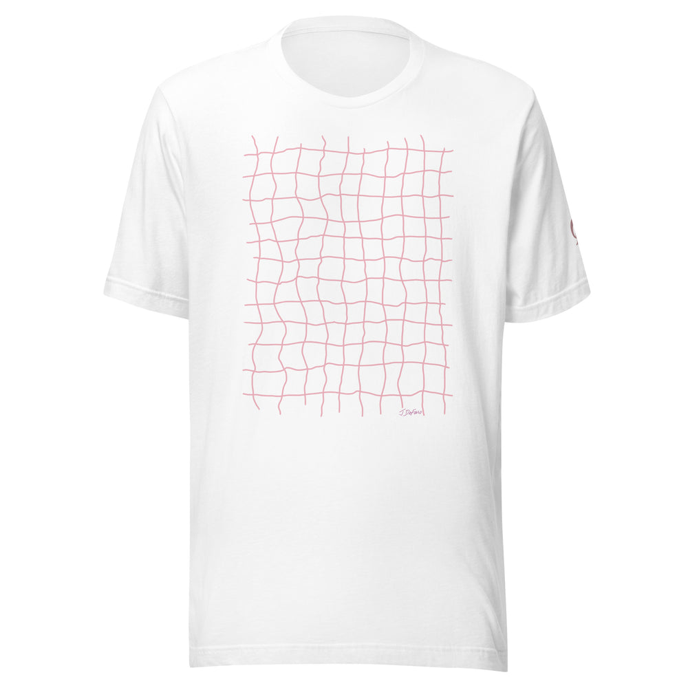 White t-shirt with colorful net image