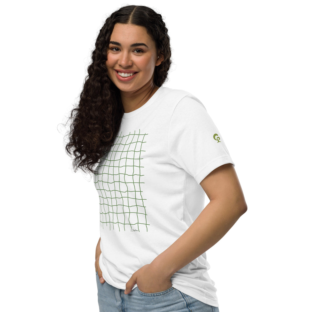 GREEN RELIGION · FREE PLAY LEAVES · “Earth Net Olive” · Unisex staple eco t-shirt