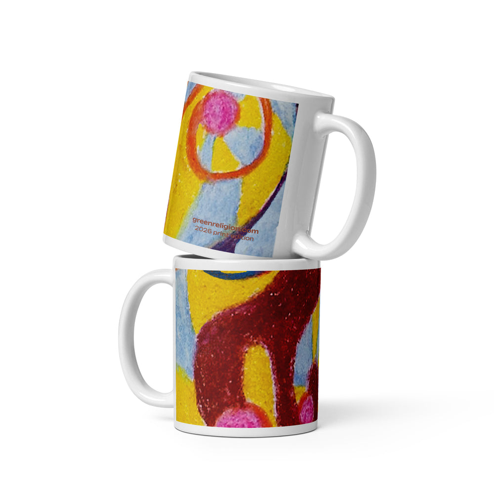 GREEN RELIGION · TRUE TREES · “Falling LIght Roots” · 2026 Print Edition · White Glossy Mug