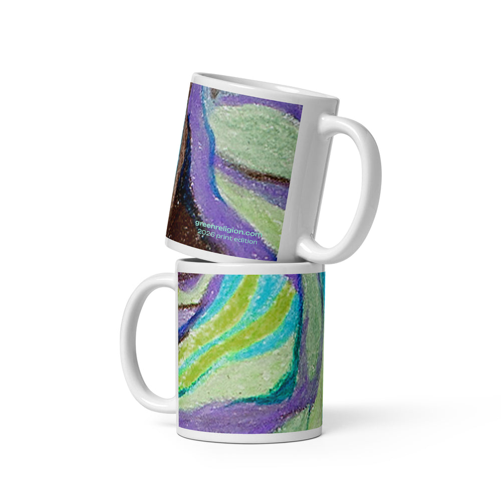 GREEN RELIGION · TRUE TREES · “Bird Lover Roots” · 2026 Print Edition · White Glossy Mug