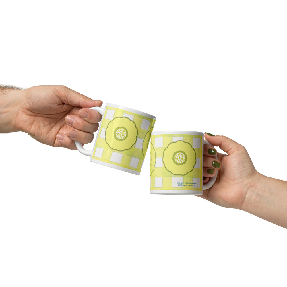GREEN RELIGION · ORIGIN BLOOM · Eleven · 2026 Print Edition · 11 oz Glossy Ceramic Mug