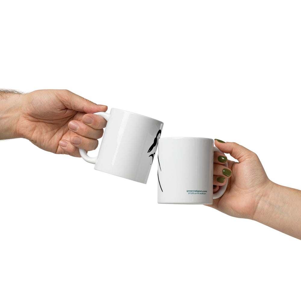 GREEN RELIGION · TREE TATTOOS · Watching · 2026 Print Edition · 11 oz Glossy Ceramic Mug