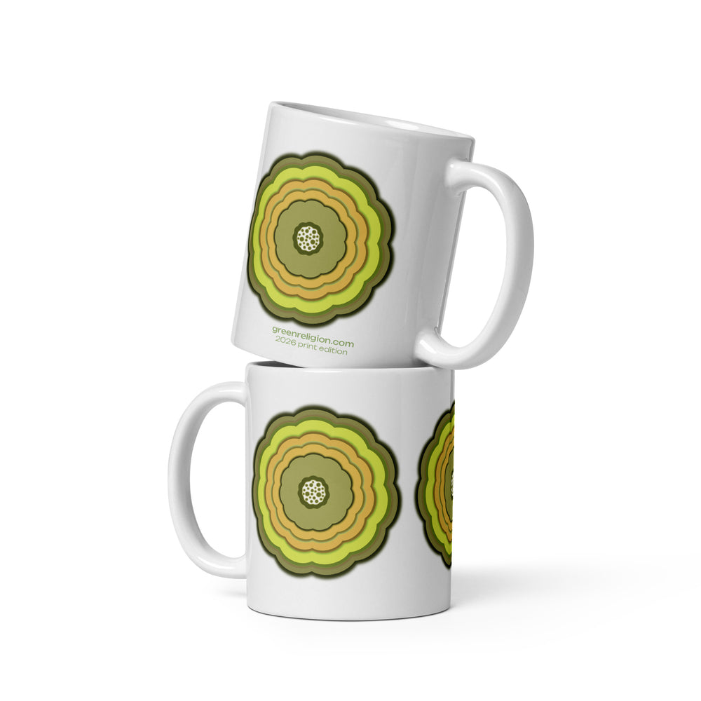 GREEN RELIGION · Unbounded Bloomin · Yellow Mellow · Glossy Mug · 2026 Print Edition