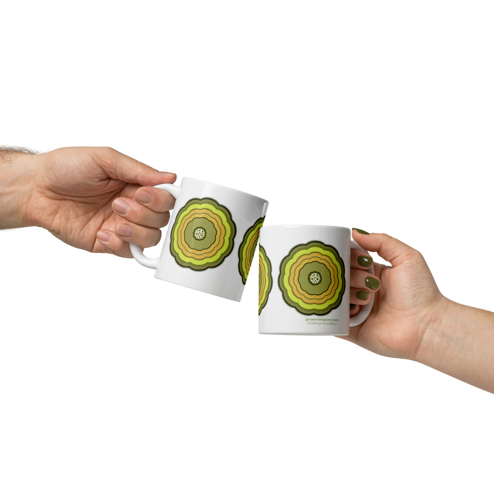 GREEN RELIGION · Unbounded Bloomin · Yellow Mellow · Glossy Mug · 2026 Print Edition