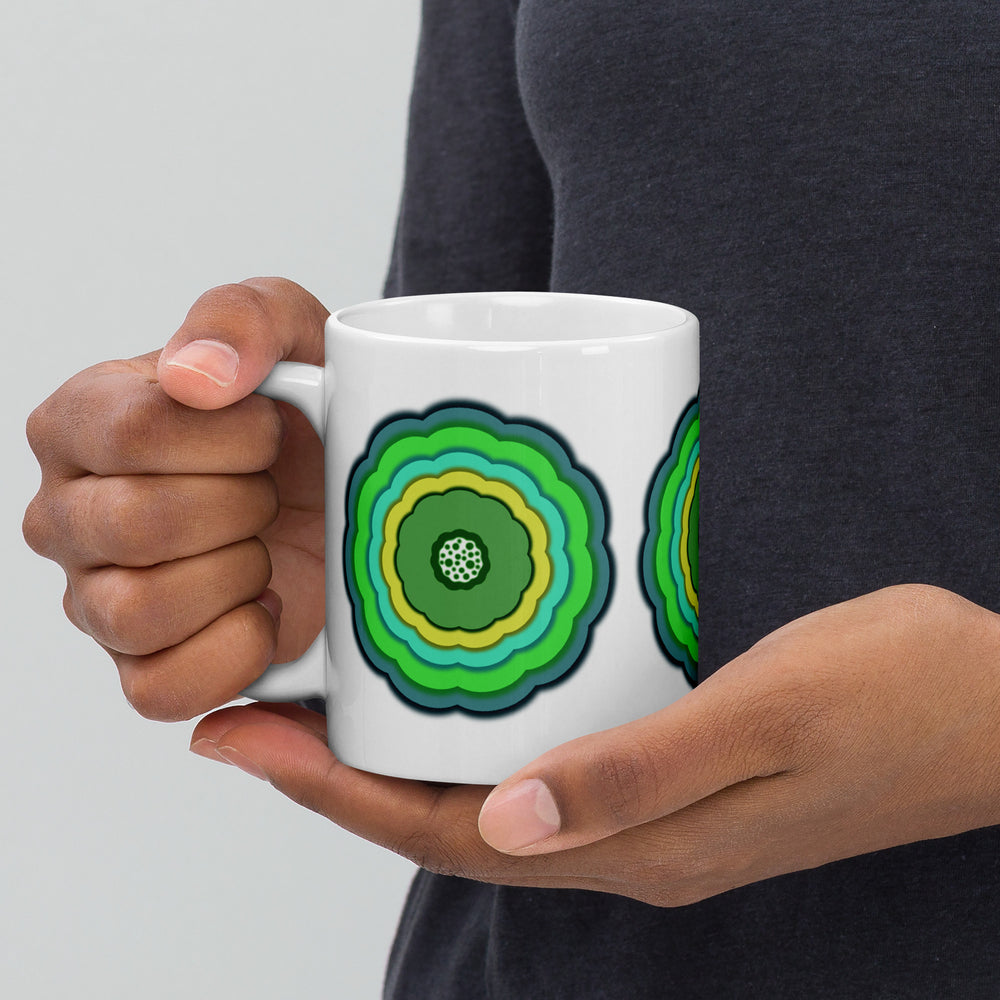 GREEN RELIGION · ORIGIN G · Unbounded Bloomin · Glossy Ceramic Mug · 2026 Print Edition